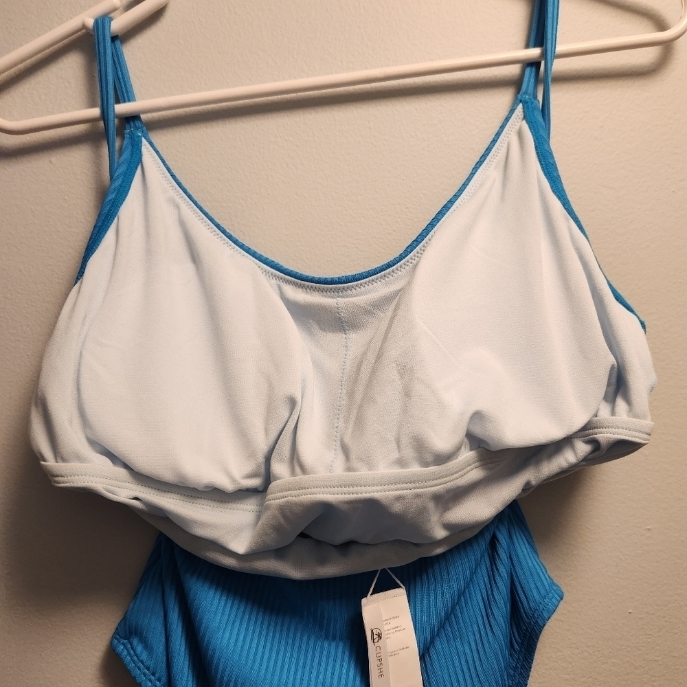 3/$25 Cupshe teal torquise one piece swim XL adjustable scoop neck bathing suit - Picture 8 of 12